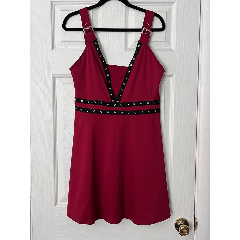 Rivet Edged Buckle-Strap Dress - Size L